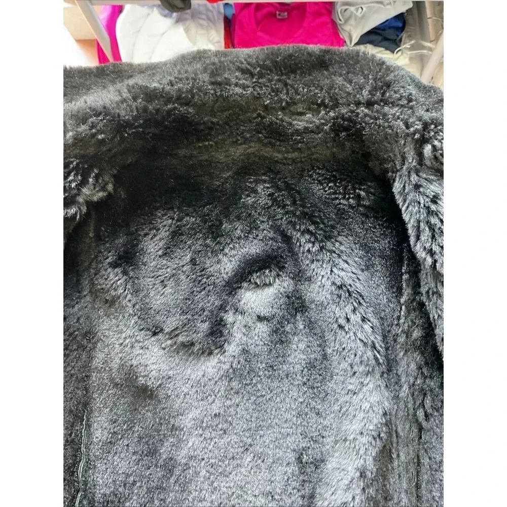 EUC! VTG Women's Steve by Searle Black Suede Faux Fur Heavy Winter Coat - Size M